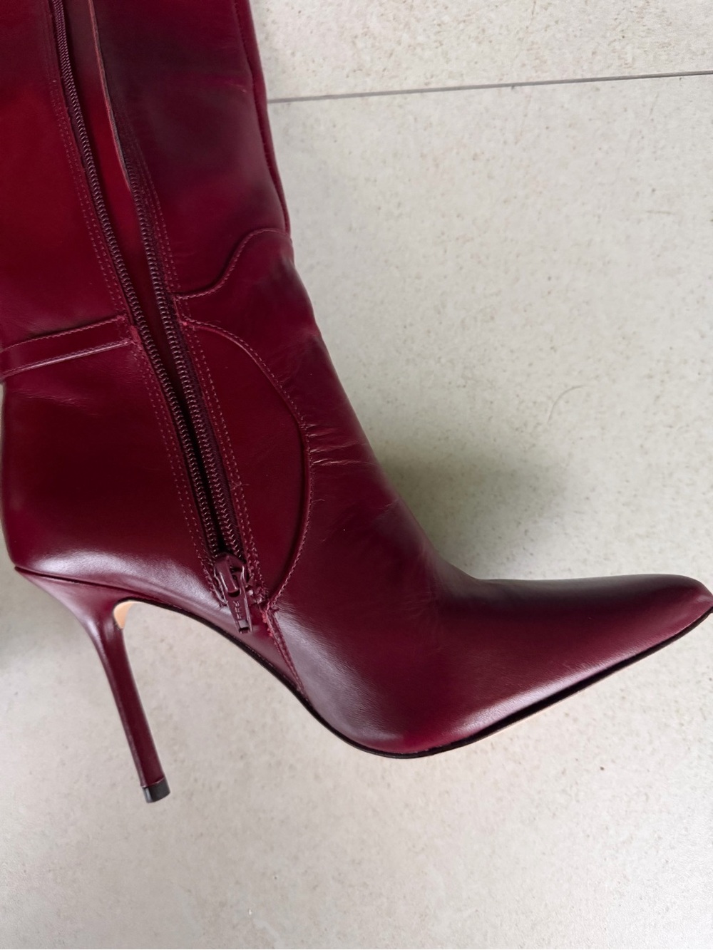 Gianni Bini Burgundy Over-the-Knee Pointed Stiletto Boots - Picture 4 of 6